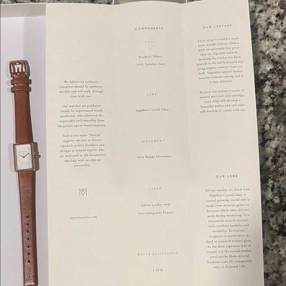 NEW Maven Elegant Brown Italian Leather Women's Watch - Picture 4 of 5